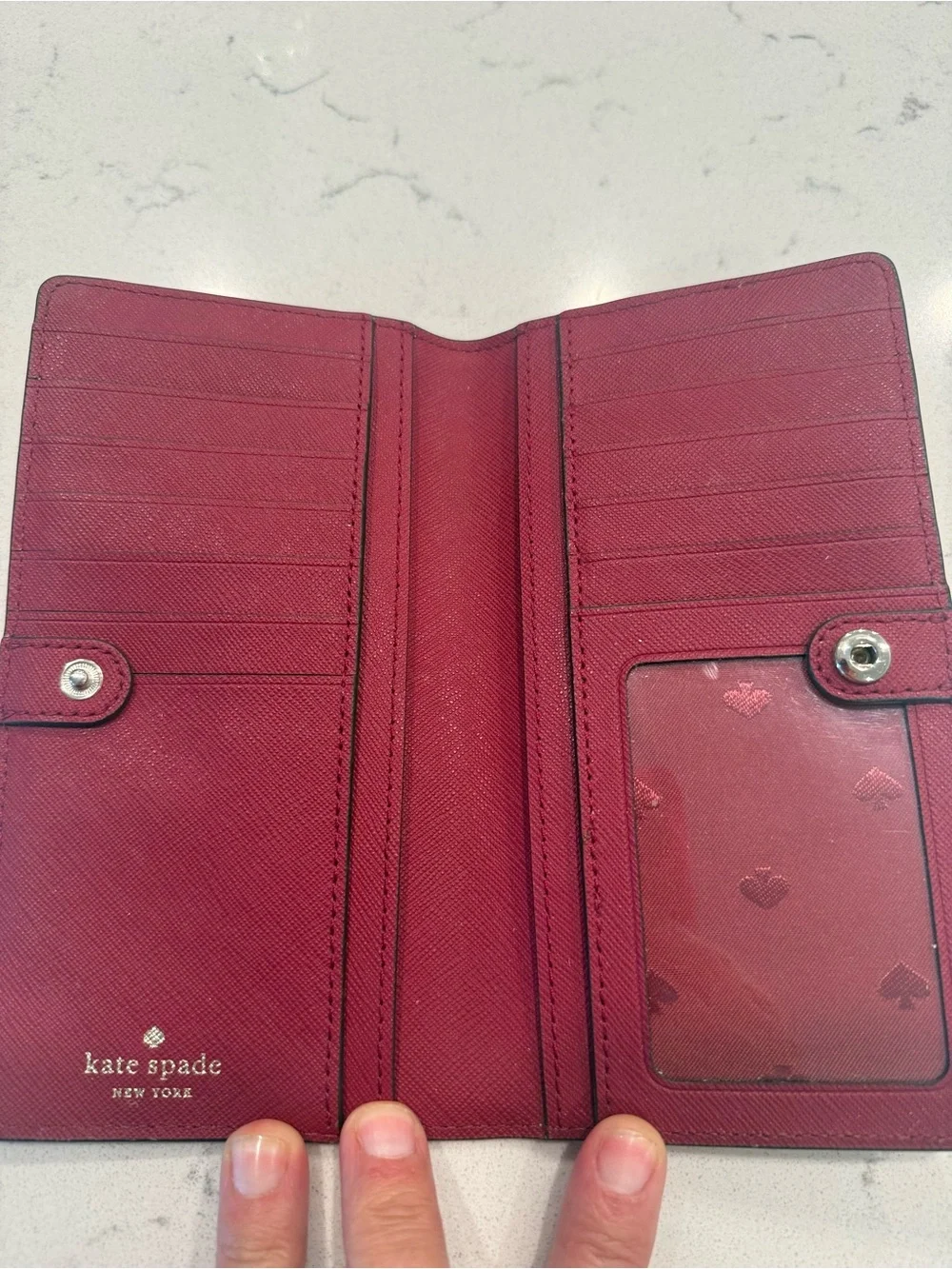 kate spade Soft Pink Pebbled Leather Zip Wallet